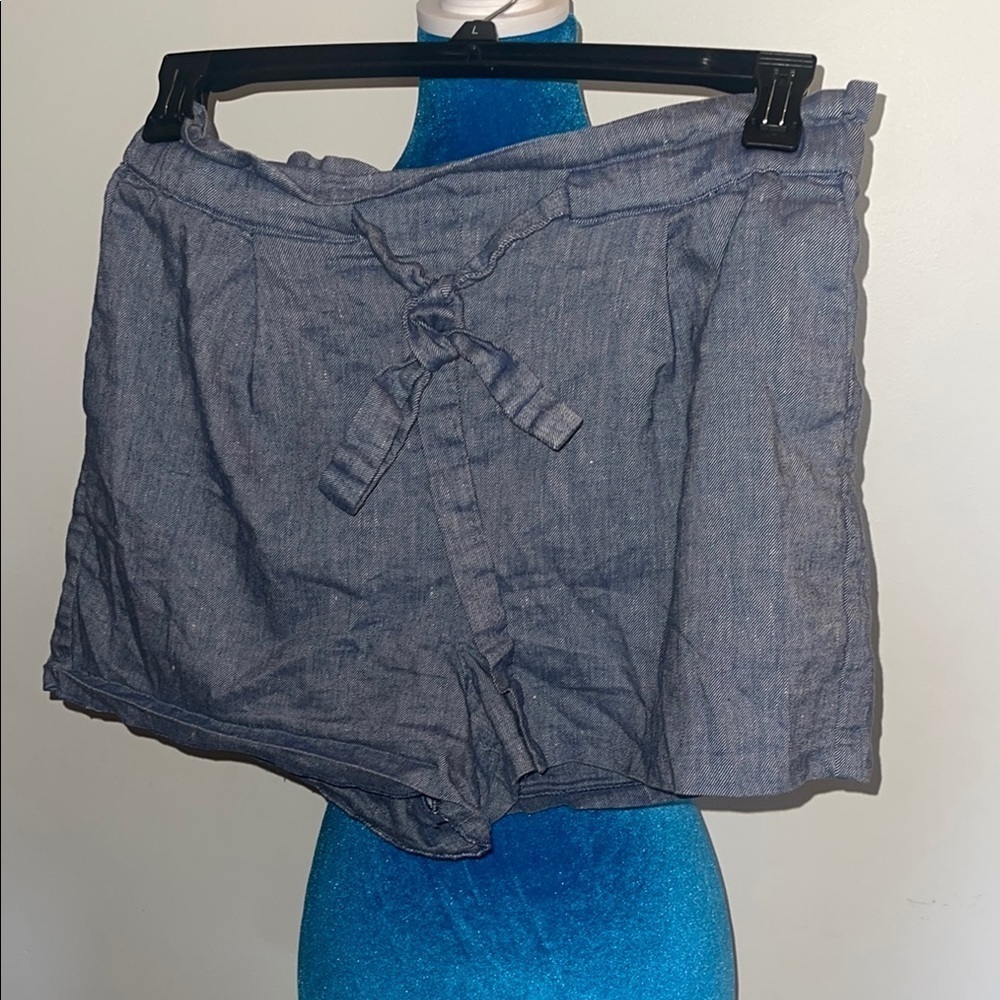 Express High Waist Blue Tie-Front Shorts